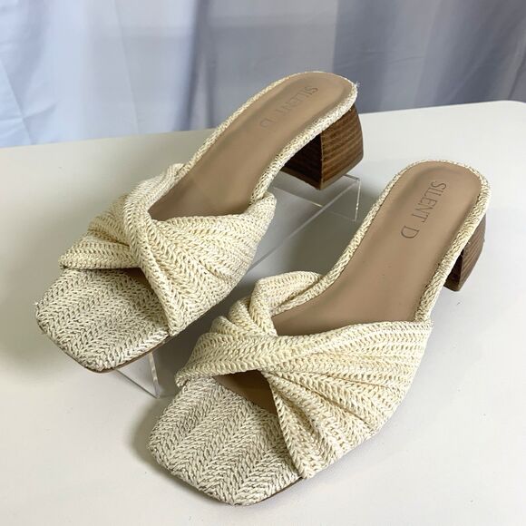 Anthropologie Silent D PEDRO White Cream Low Heeled Sandal Size 39 | US 8, 8.5 - Picture 2 of 12